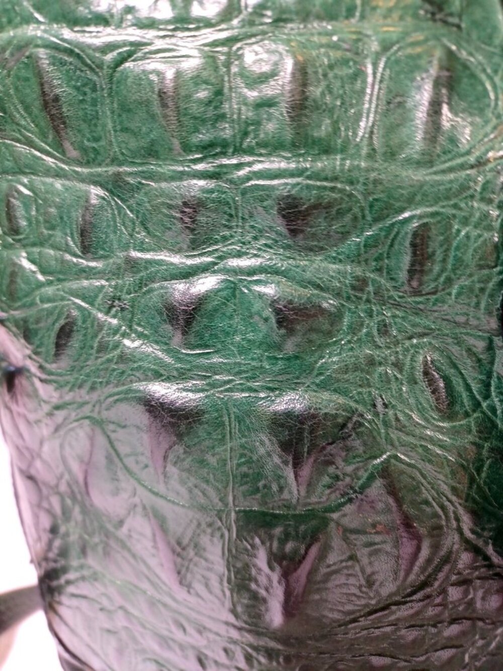 Saks Fifth Avenue Green Leather Croc Crossbody Bag Handbag Vintage Made In Italy - Picture 4 of 7